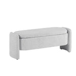 ZUN Ottoman Oval Storage Bench 3D Lamb Fleece Fabric Bench with Large Storage Space for the Living Room, W1825133556