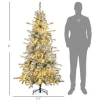 ZUN HOMCOM 6FT Prelit Artificial Christmas Tree with Snow Flocked Branches, Pinecones, Lighted Xmas W2225137780