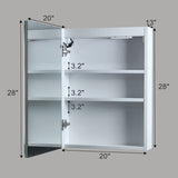 ZUN [FCH] LED Bathroom Wall Cabinet, Single Door Bathroom Mirror Cabinet, White 84534063