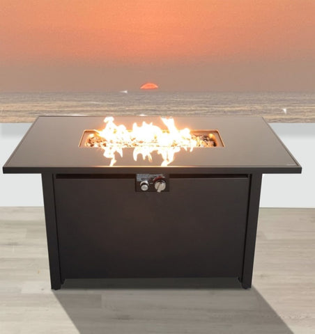 ZUN Living Source International 25'' H x 42'' W Steel Outdoor Fire Pit Table with Lid B120142200