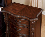 ZUN Formal Traditional 1pc Nightstand Only Brown Cherry Solid wood 3-Drawers Intricate Accents Glides B011139600