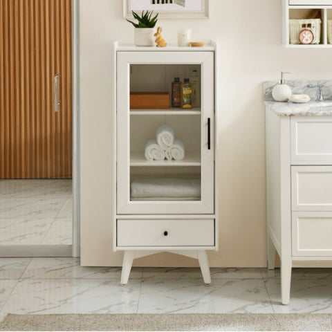 ZUN Modern Bathroom Storage Cabinet & Floor Standing cabinet with Glass Door with Double Adjustable W1801109143