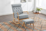 ZUN COOLMORE Rocking With Ottoman, Mid-Century Modern Upholstered Fabric Rocking Armchair, Rocking W153967879