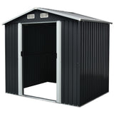 ZUN Outdoor Storage Shed, 8' X 6' Galvanized Steel Garden Shed with 4 Vents & Double Sliding Door, W2089132769