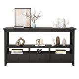 ZUN 3 Tier Vintage Solid Console Table with 3 Drawers and Shelves, Industrial Console Table Coffee Table 10966810