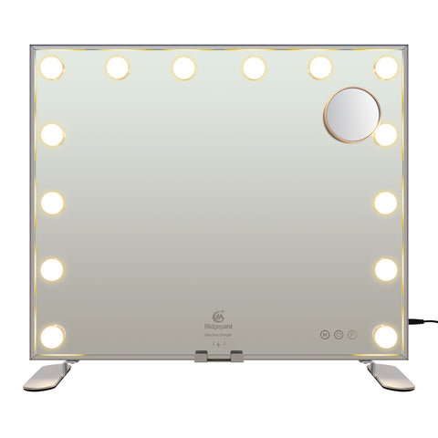 ZUN Vanity Mirror with 14 Dimmable Bulbs, 19.7x23.6inch, 3-Color Modes Cosmetic Mirror with 5X 84226976