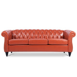 ZUN 84.65" Rolled Arm Chesterfield 3 Seater Sofa W68056682
