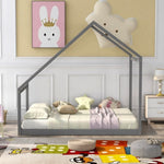 ZUN Full Size Wooden House Bed, Gray WF199746AAE