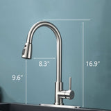 ZUN Lead-free Modern Commercial Single Hole Pull Down Kitchen Sink Faucet CB063BN