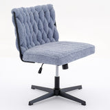 ZUN Armless Office Desk Chair No Wheels, BLUE W1372131079