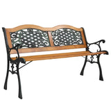 ZUN 49" Garden Bench Outdoor Patio Park Chair Furniture Hardwood Slats Cast Iron Frame 40097071