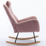 ZUN 35.5 inch Rocking Chair with Pocket, Soft Teddy Fabric Rocking Chair for Nursery, Comfy Wingback W1372105258