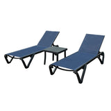 ZUN Outdoor Lounge Chair, Aluminum Plastic Patio Chaise Lounge with Side Table & 5 Position Adjustable W1859P149683