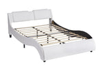 ZUN Queen Size Upholstered Faux Leather Platform Bed with LED Light Bed Frame with Slatted - White WF296648AAK