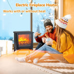 ZUN 14" 1400W Overheating Safety Protection Freestanding Electric Fireplace Space Stove Heater with W1585121876