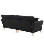 ZUN 214*83*86cm American Style With Copper Nails Burlap Solid Wood Legs Indoor Double Sofa Black 26982700