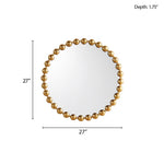 ZUN Beaded Round Wall Mirror 27"D B03599367