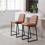 ZUN Low Bar Stools Set of 2 Bar Chairs for Living Room Party Room Kitchen,Upholstered PU Kitchen W1439125967