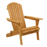 ZUN Folding Wooden Adirondack Lounger Chair with Natural Finish 76254786