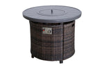 ZUN Living Source International 25" H x 32" W Aluminum Outdoor Fire Pit Table with Lid B120142404