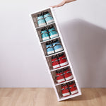 ZUN Plastic Stackable Shoe Storage Organizer for Closet,oldable Shoe Sneaker Containers Bins Holders 97543155