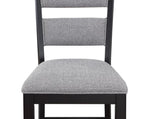 ZUN 2pc Set Black Farmhouse Style Ladder Back Counter Height Side Chair Stool Gray Color Upholstered B011135074