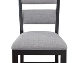 ZUN 2pc Set Black Farmhouse Style Ladder Back Counter Height Side Chair Stool Gray Color Upholstered B011135074