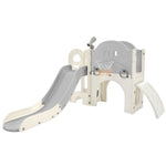 ZUN Kids Slide Playset Structure 7 in 1, Freestanding Spaceship Set with Slide, Arch Tunnel, Ring Toss PP319756AAE