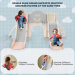 ZUN Kids Slide Playset Structure 7 in 1, Freestanding Spaceship Set with Slide, Arch Tunnel, Ring Toss PP322884AAH