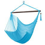 ZUN Caribbean Large Hammock Chair Swing Seat Hanging Chair with Tassels Light Blue 65129466