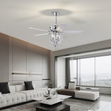 ZUN 52 inch 4 Lights Ceiling Fan with 5 Wood Blades, Two-color fan blade, AC Motor, Remote Control, W1592123233