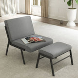 ZUN Accent Chair with Ottoman, Modern Upholstered Accent Chair, Linen Sofa Chair with Ottoman Footstool W57851298