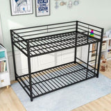 ZUN Metal Bunk Bed Twin Over Twin, Bunk Bed Frame with Safety Guard Rails, Heavy Duty Space-Saving W84063609