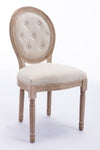 ZUN French Style Solid Wood Frame Linen Fabric Tufted Upholstered Oval Back Dining Chair,Set of 2,Cream W1622113263