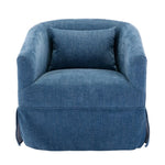 ZUN 360-degree Swivel Accent Armchair Linen Blend Blue W676102324