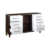 ZUN Contemporary White and Cherry Finish 1pc Dresser of 6x Drawers 2x Shelves Modern Bedroom Furniture B011P149133