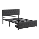 ZUN Full Size Storage Bed Metal Platform Bed with a Big Drawer - Gray WF212444AAE