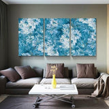 ZUN Framed Canvas Wall Art Decor Abstract Painting, Cyan Color Daisy Oil Painting Style Decoration For W2060P144728