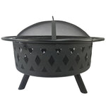 ZUN Iron Fire Pit Set Heating Equipment Camping Fire Bowl with Poker Mesh Cover for Backyard Patio 16619295