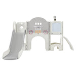 ZUN Kids Slide Playset Structure 9 in 1, Freestanding Spaceship Set with Slide, Arch Tunnel, Ring Toss, PP319755AAE