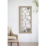 ZUN 28"x59" Glister Rectangular Mirror with Distressed White Frame with Decorative Window Look, Vertical W2078126753