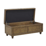 ZUN Wood and Upholstered Soft Close Storage Bench B035118524