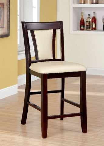 ZUN Contemporary Set of 2 Counter Height Chairs Dark Cherry And Ivory Solid wood Chair Padded B01182193