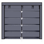 ZUN 7 Tiers Portable Shoe Rack Closet Fabric Cover Shoe Storage Organizer Cabinet Gray 69880687