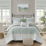ZUN 5 Piece Seersucker Comforter Set with Throw Pillows B035128845