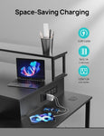 ZUN EVAJOY Home Office Computer Desk with File Drawer, LED Strip, Power Outlet 20653919