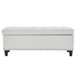 ZUN 43 Inches 110*41*42cm PU With Storage Copper Nails Bedside Stool Footstool Off-White 52087539