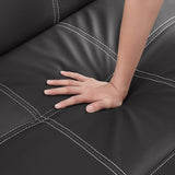 ZUN Black PU modern sofa bed, multi-position adjustable sofa bed, plastic feet W2272P146482