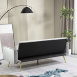 ZUN Velvet Futon Sofa Bed with Metal Legs & 2 Pillows W2272P143366