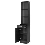 ZUN MDF With Triamine One Door One Drawer Three Compartments High Cabinet Bathroom Wall Cabinet Black 02954005